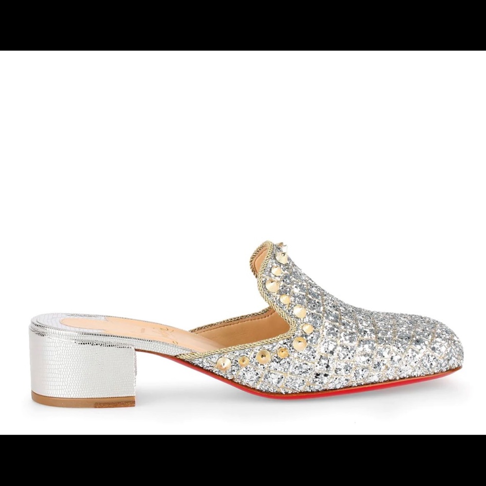 Christian Louboutin Spiky Sun Glitter Slides